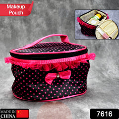 Women's makeup bag, black and gold design