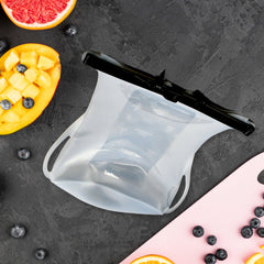 Reusable Silicone Food Storage Bag – Leakproof, Flat Bottom, Freezer & Microwave Safe, BPA-Free Snack & Sandwich Bag (1 Pc)