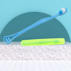 2-in-1 Soft Toothbrush & Tongue Cleaner for All Ages (1 Pc, With Cover)