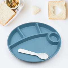 Plastic Food Plates / Biodegradable 5 Compartment Plate With Spoon for Food Snacks / Nuts / Desserts Plates for Kids, Reusable Plates for Outdoor, Camping, BPA-free (1 Pc)