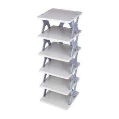 Smart Shoe Rack with 6 Layer Shoes Stand Multifunctional Entryway Foldable & Collapsible Door Shoe Rack Free Standing Heavy Duty Plastic Shoe Shelf Storage Organizer Narrow Footwear Home (Mix Color)