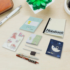 Cartoon Stationery Box Cartoon Design School Box Book , diary , Pen , Eraser, Sharpner , Sticker & Pen Refill Student Gift School box (1 box)