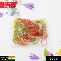 2-Inch Unbreakable Nylon Rubber Bands – Reusable Multicolor for Office, Home & School (50GM), Hair accessories