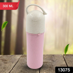Travel Coffee Cup Portable Water Bottle Wheat Straw Coffee Tea Mug Coffee Mug with Lids & Handle for Coffee Tea Portable for School (300 ML Approx)