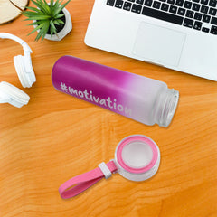 Motivational Glass Water Bottle Colorful potable Water Glass Bottle With Rubber Band, Daily Intake Hourly Water Bottle to Ensure You Drink Enough Water Throughout The Day Reusable Cycling Gym, Workout Fitness Bottle (350 ML)