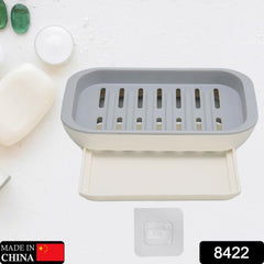 Soap case with drainage, adhesive tray for bathroom use