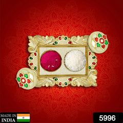 Rakasha Bandhan Special Puja Thali, Kumkum Thali Holder, Pooja Return Gift, Indian Housewarming Gifts, Brother / Bhai / Bhabhi / Sister / Family Rakhi for Rakshabandhan, Diwali