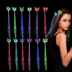 LED Butterfly Hair Braid Clip (Mix Color, 1 Pc)