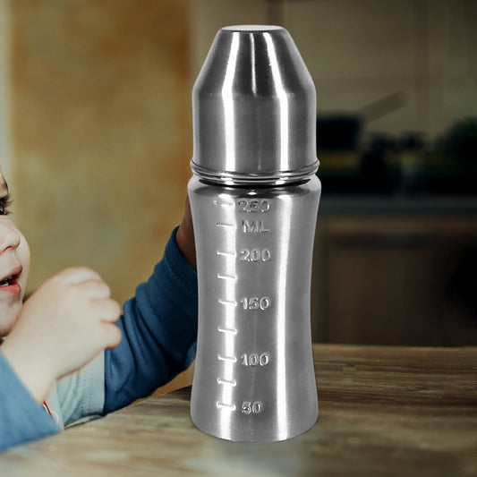 Ganesh Stainless Steel Baby Feeding Bottle, Milk Bottle for New Born / Infants / Toddler Up to 3 Years, BPA Free (250 ML Approx)