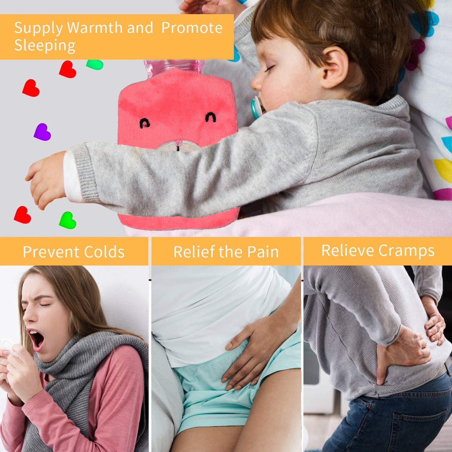 Pink Hot Water Bag with Cover – Relief for Neck, Shoulders & Cramps