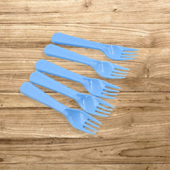 Heavyweight plastic forks, reusable and durable, 5-piece set.