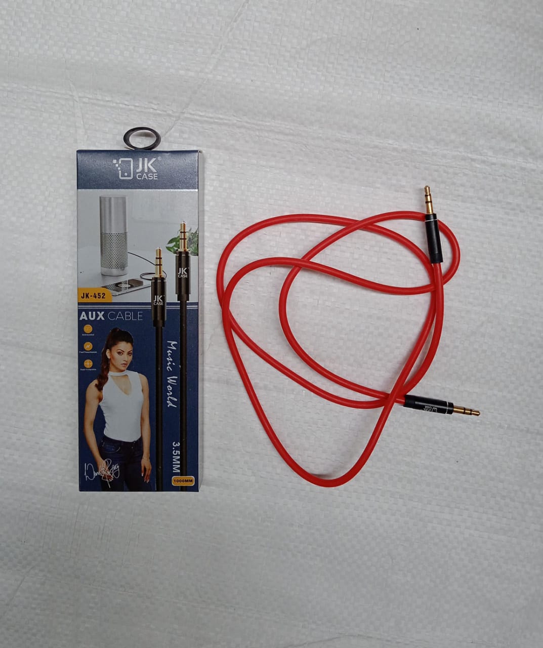 JK Aux Cable 3.5mm gold-plated Pin for Mobile and Tablet Home, Car (1 Pc / 1000MM)